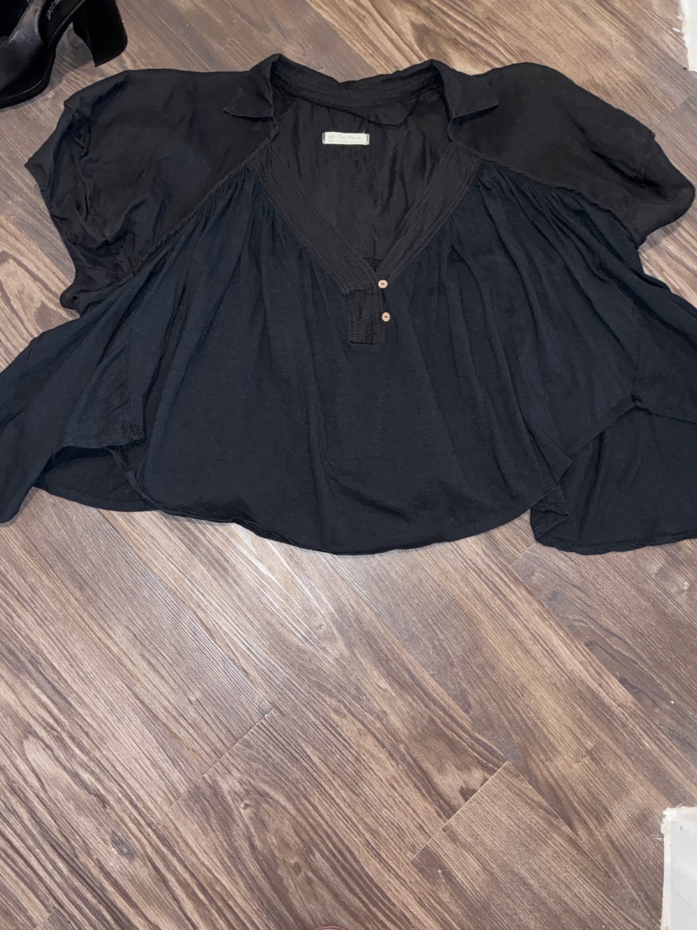 Free People "We The Free" Sunray Babydoll Top in Black